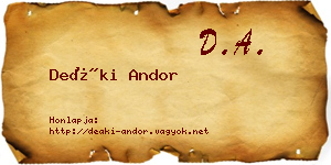 Deáki Andor névjegykártya