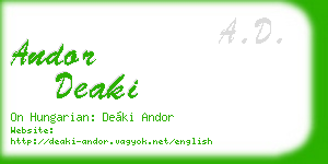 andor deaki business card